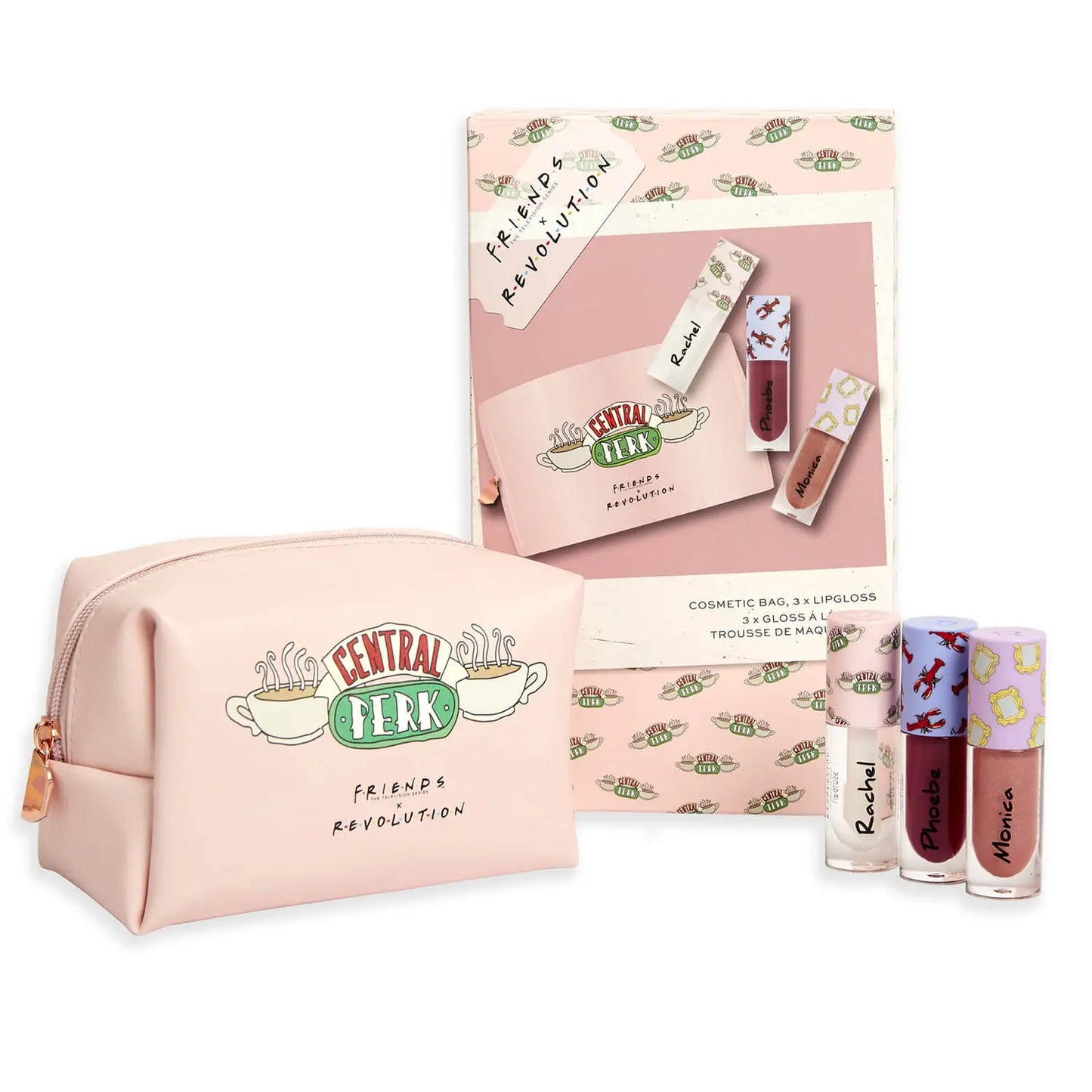 Revolution X Friends Cosmetic Bag & 3 x Lipgloss Bundle