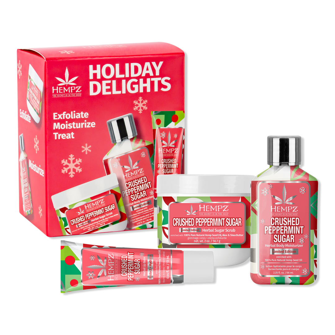 Hempz Holiday Delights Mini Moisturizer, Scrub & Lip Balm Gift Set