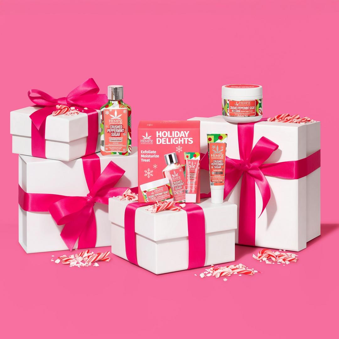 Hempz Holiday Delights Mini Moisturizer, Scrub & Lip Balm Gift Set