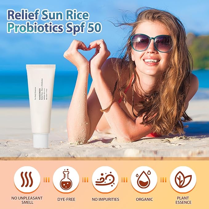 Relief Sun Rice + Relief Sun Organic Sunscreen SPF50, 50 ml