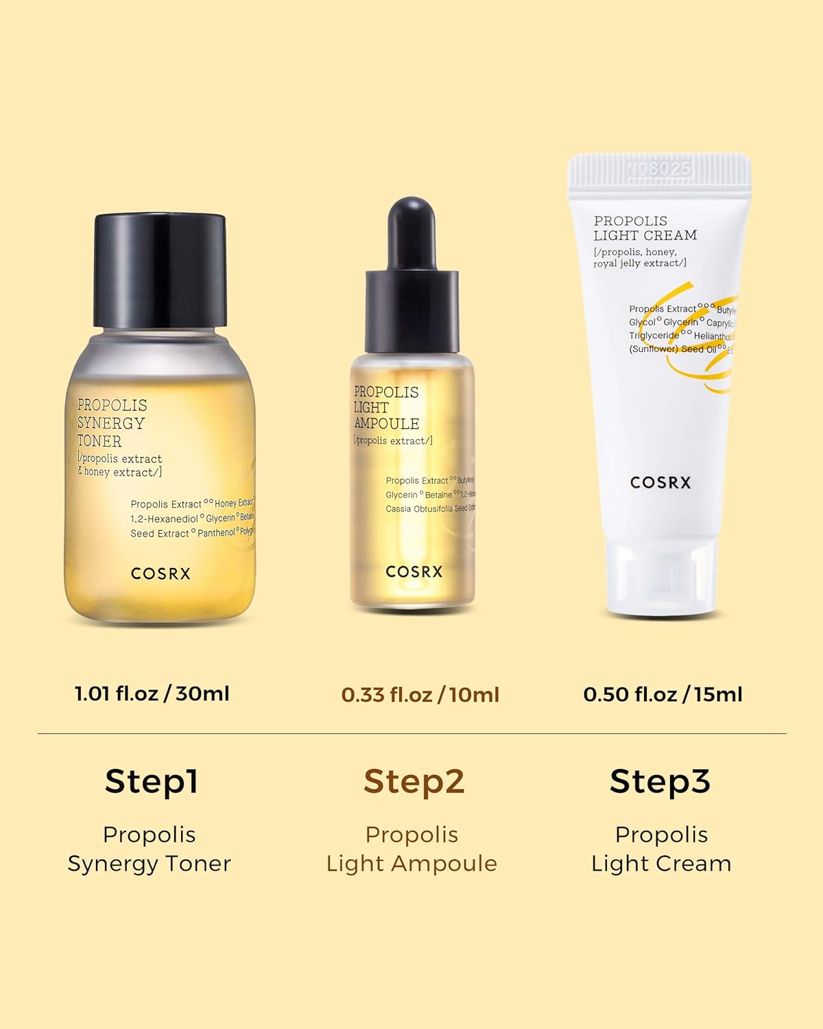 COSRX Honey Glow Kit, Korean Skin Care Set with Propolis Facial Toner, Serum, & Cream