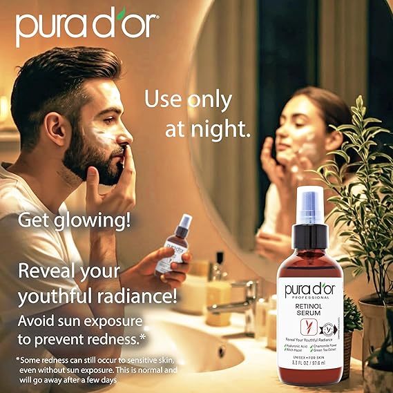 PURA D'OR 3.3 Oz Retinol Serum For Nighttime