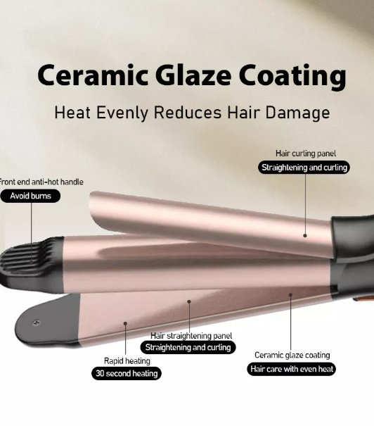 Labhairs 2-in-1 Ceramic Glaze Heated Curler with Adjustable Temp & Safety Lock for Healthy Styling