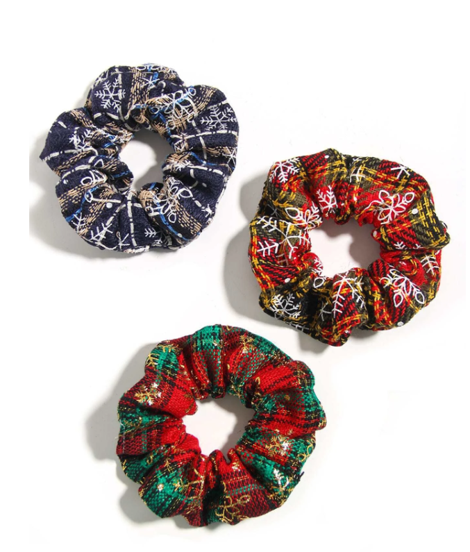 3pcs Christmas Snowflake Print Scrunchie