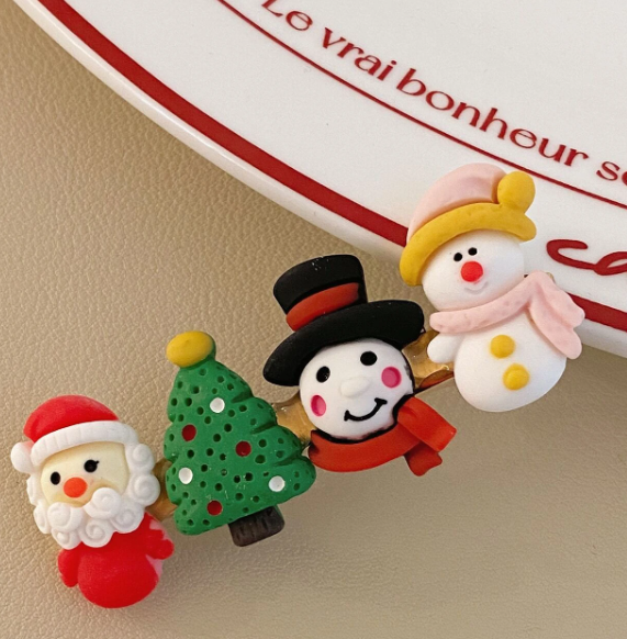 Christmas Tree & Snowman Decor Hair Clip