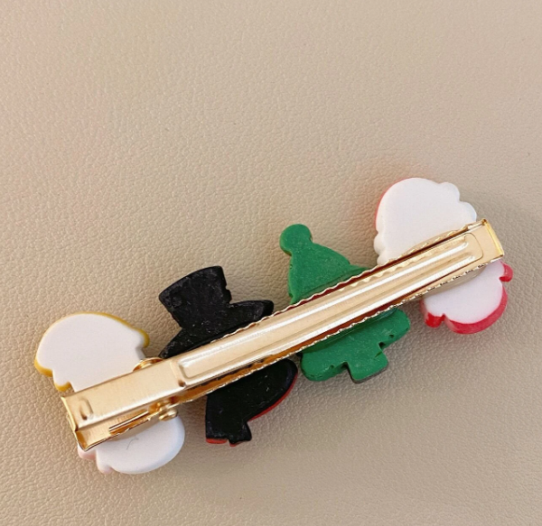 Christmas Tree & Snowman Decor Hair Clip