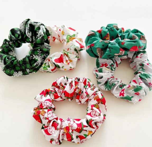 5pcs Christmas Santa Claus Pattern Scrunchie