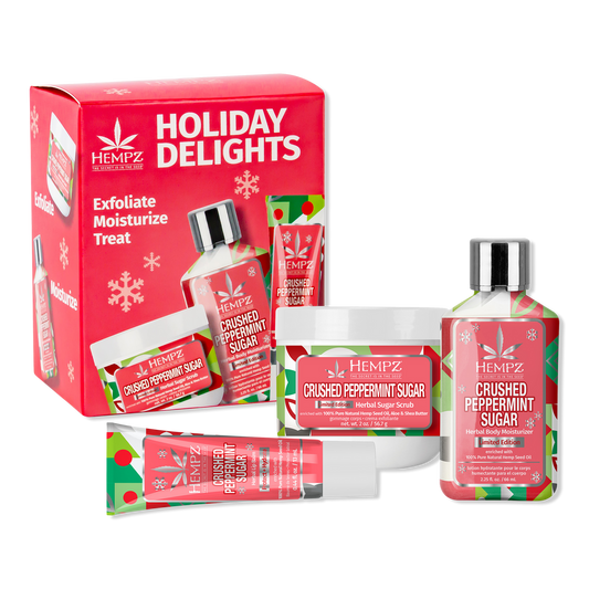 Hempz Holiday Delights Mini Moisturizer, Scrub & Lip Balm Gift Set