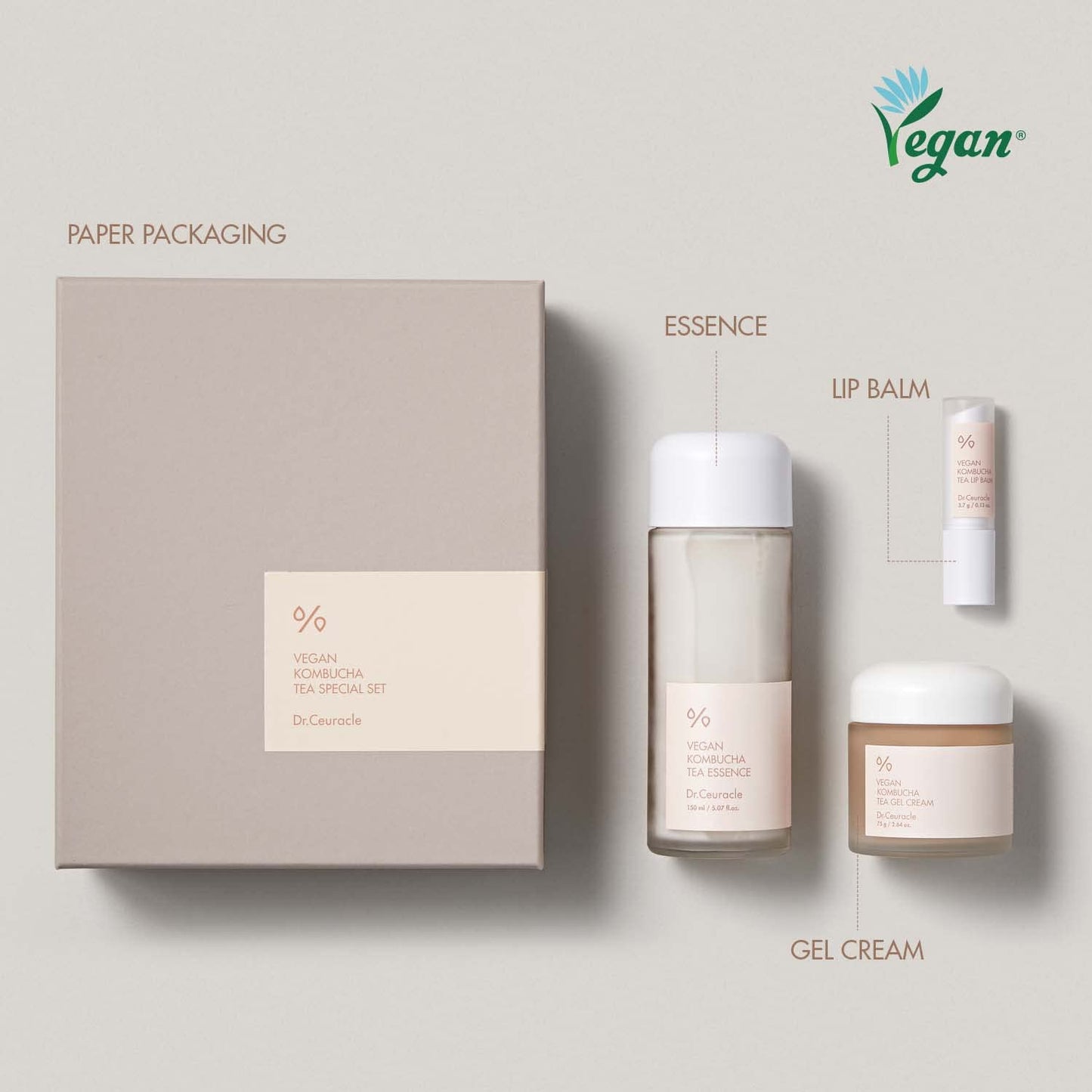 Dr.Ceuracle Vegan Kombucha Tea Special Set - Korean Hydrating and Nourishing Skincare Gift