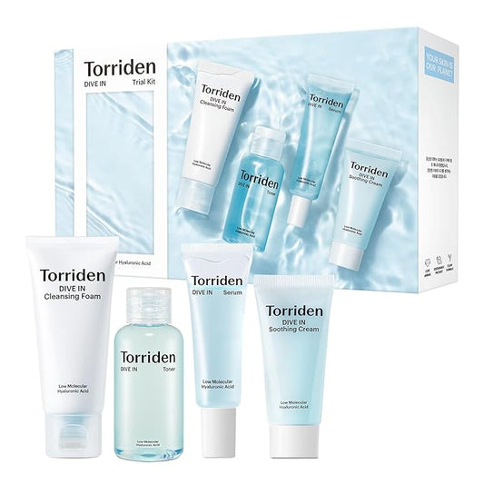 Torriden DIVE-IN Trial Kit, Hyaluronic Acid Infused Daily Skincare Kit