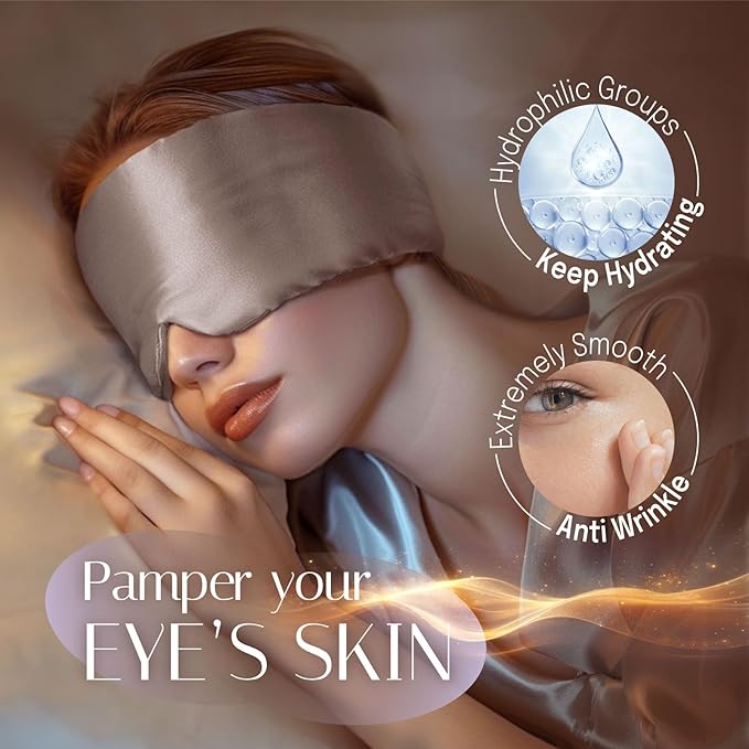 Silk Sleep Mask Soft Pressureless: 100% Mulberry Silk for Eye Skin Anti Wrinkles