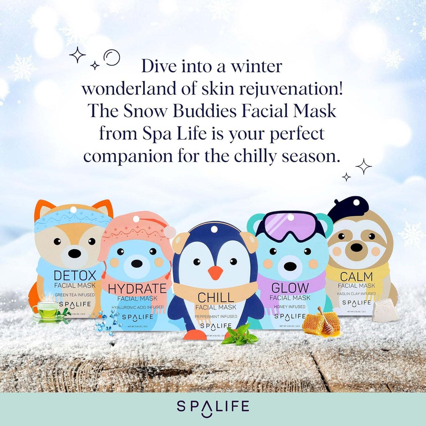SpaLife Snow Buddies Facial Mask 10 Pack