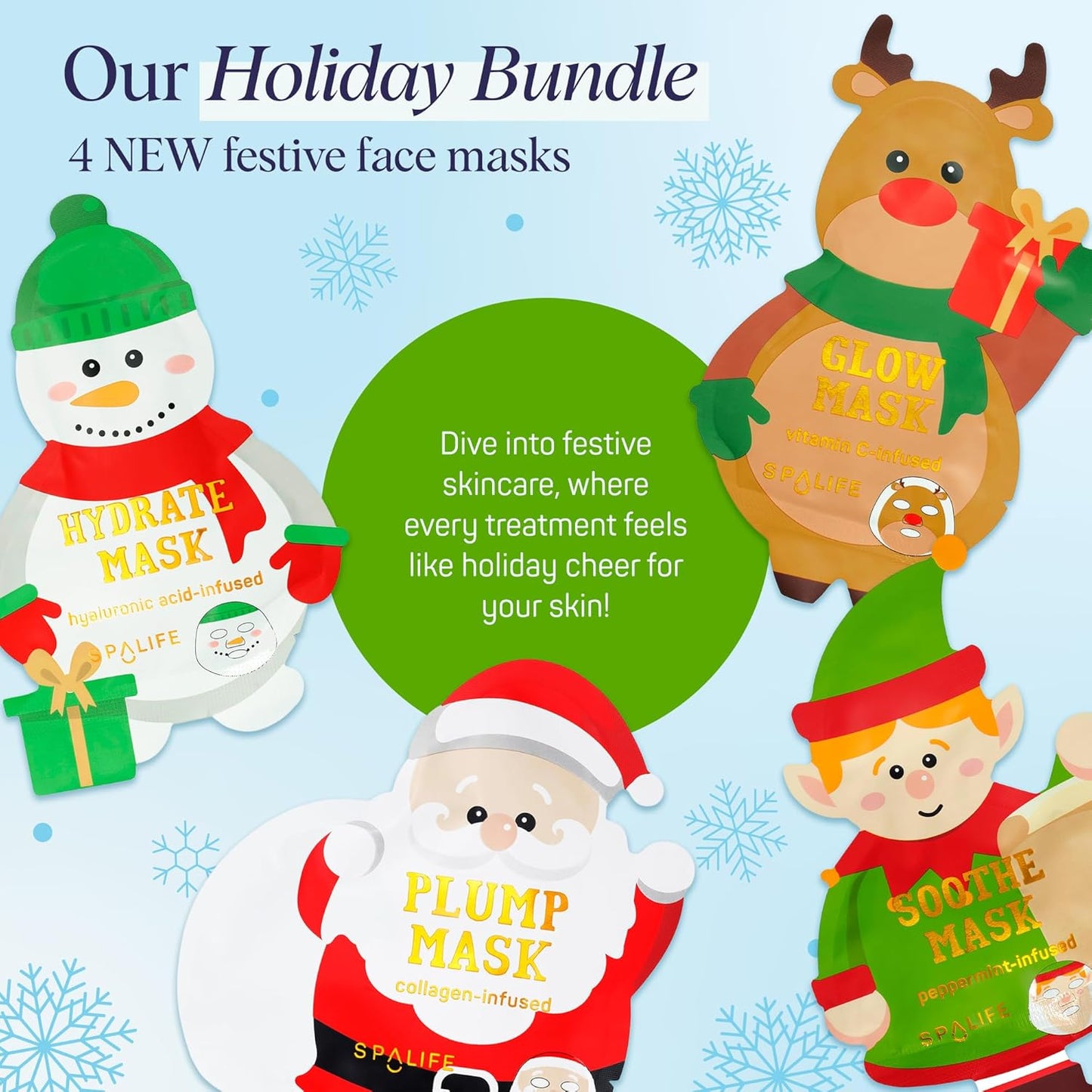 SpaLife Beauty Santa’s Workshop Christmas Face Mask Bundle | Korean Facial Masks