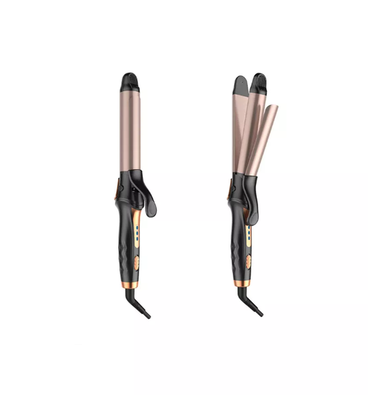 Labhairs 2-in-1 Ceramic Glaze Heated Curler with Adjustable Temp & Safety Lock for Healthy Styling