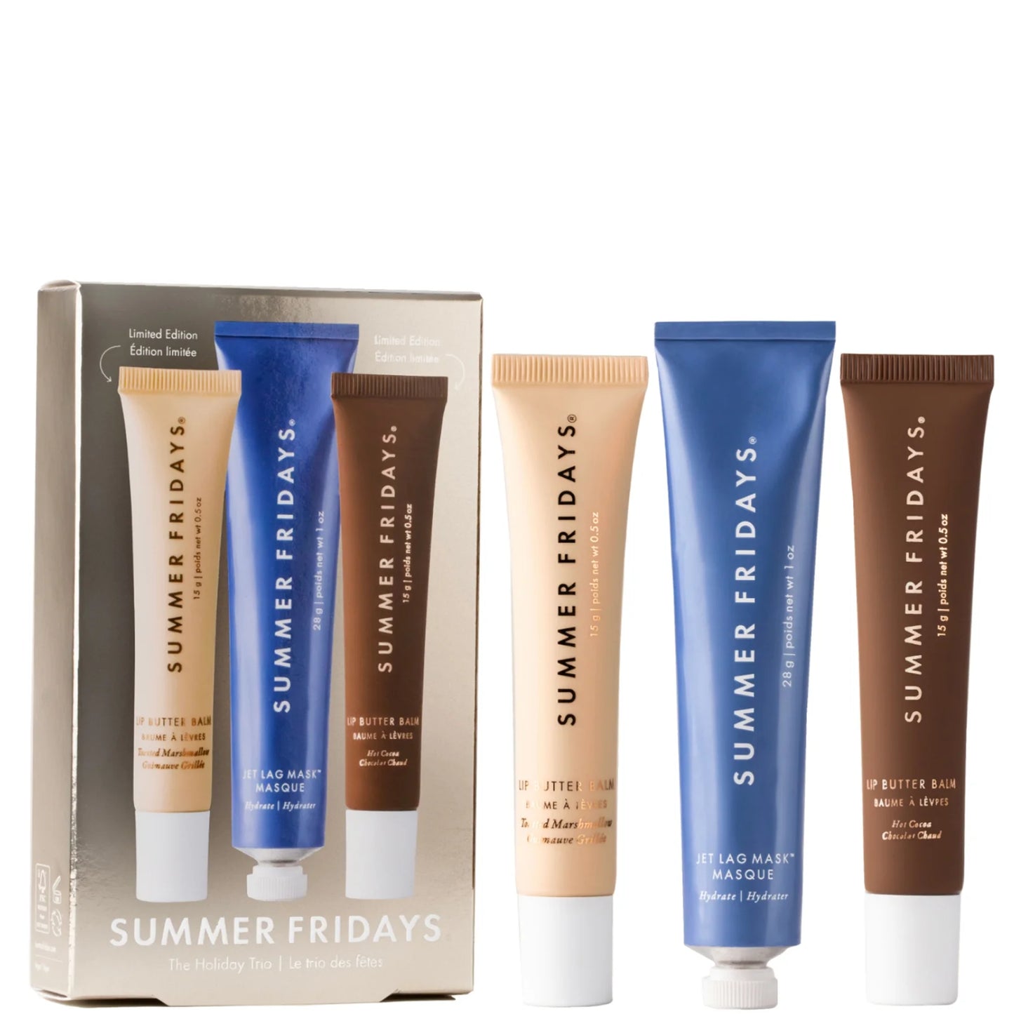 Summer Fridays  The Holiday Trio Set with Lip Butter Balm in Hot Cocoa & Toasted Marshmallow
